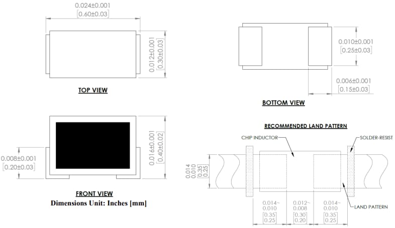 Mechanical Drawing - Abracon AIMC-06UHQ Multi-layer RF Inductors